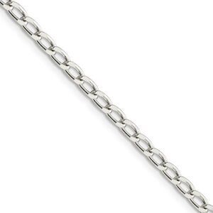 3.2mm, Sterling Silver Solid Open Curb Chain Bracelet, 7 Inch